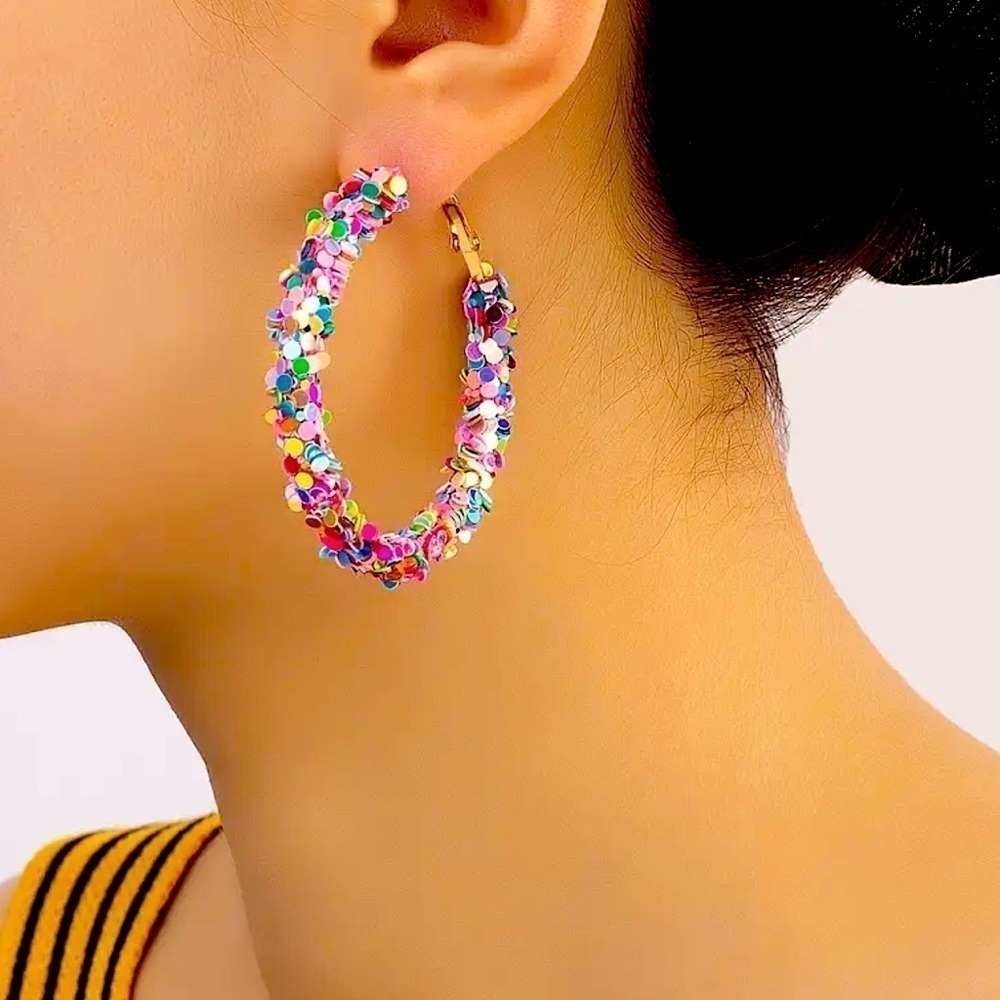 Colorful Sequins Hoop Earrings